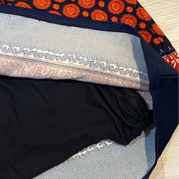 Anonyme Size 6 Mediterranean Moroccan Print Orange and Navy Sheath Dress - Picture 17 of 17